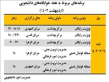 برنامه هاي روز اول هفته خوابگاه هاي دانشجويي- ارديبهشت 1402